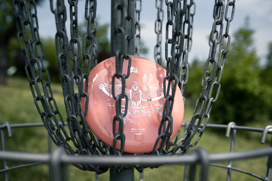 Wingman Discs Dlask Putter DiscGolf Scheibe, pink, first run in Korb